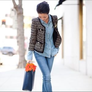 The Coco Black and Gold Tweed Blazer  Size 00 XS